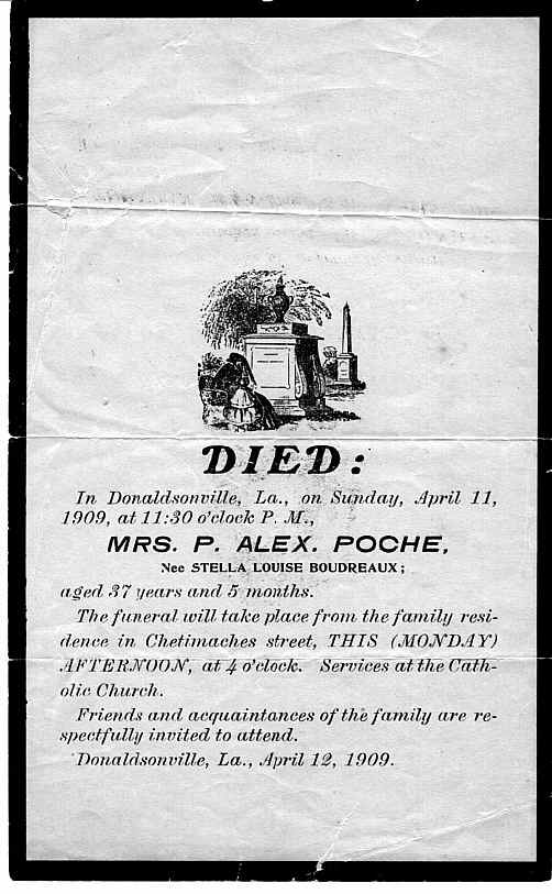 Death Notice Mrs. P. A. Poche